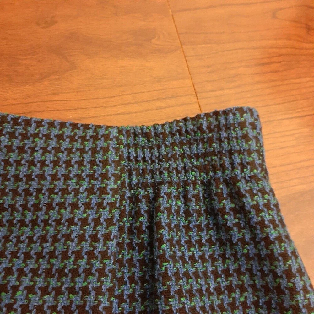Vintage Norton McNaughton Pencil Skirt 6P Wool Blend Houndstooth Blue Black